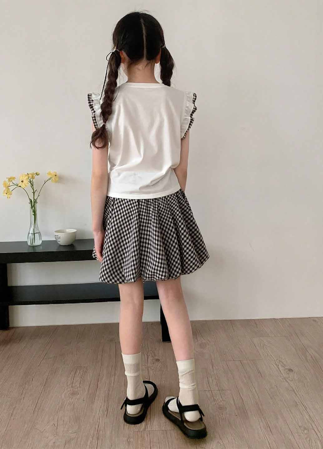 Чорно-білий літній комплект (майка, спідниця) SHEIN