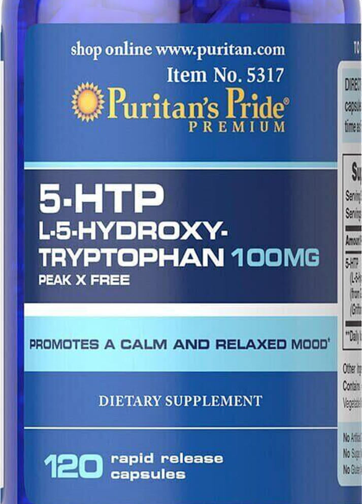 Гидрокситриптофан Puritan's Pride 5-HTP 100 mg (Griffonia Simplicifolia) 120 caps Puritans Pride (254968696)