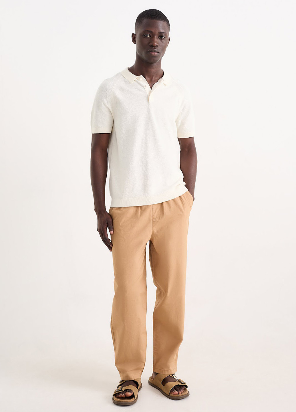 Бежевые кэжуал летние прямые брюки C&A