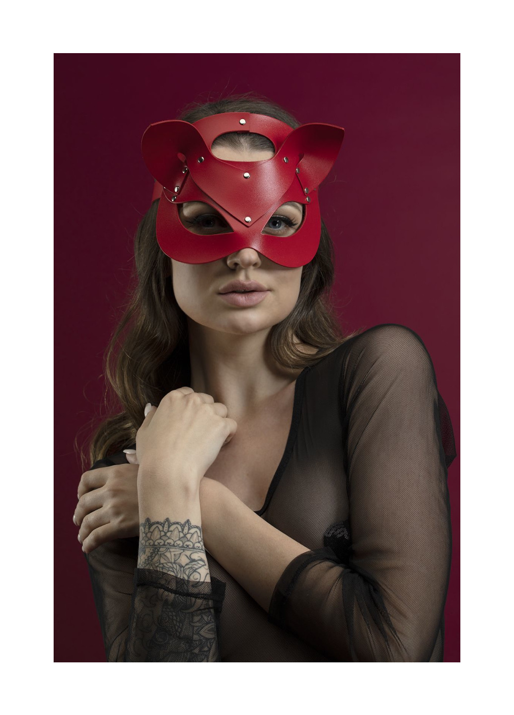 Маска кошечки - Catwoman Mask, натуральная кожа, красная Feral Feelings (252374789)