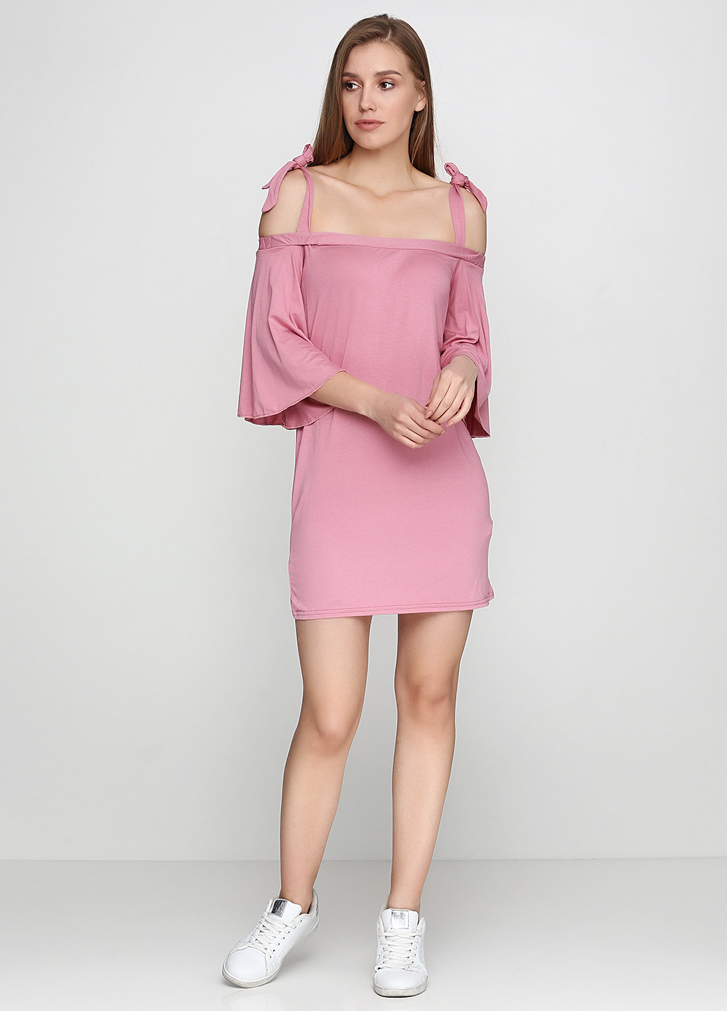 Рожева кежуал сукня з відкритими плечима Boohoo Boutique однотонна
