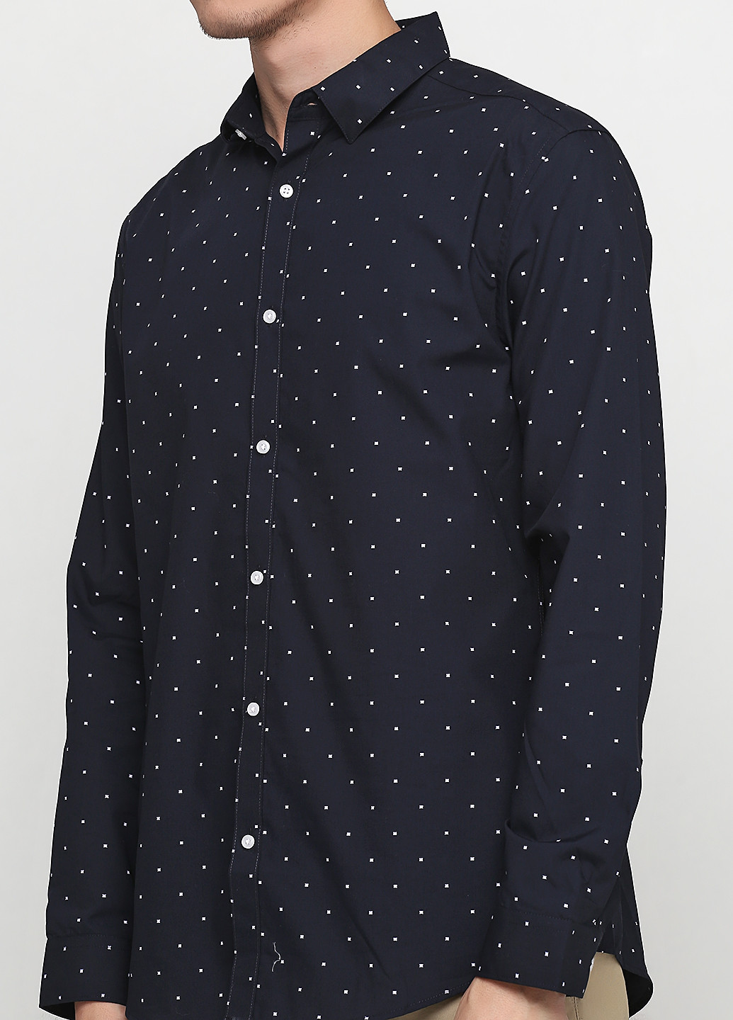 Черная кэжуал рубашка в горошек H&M с длинным рукавом