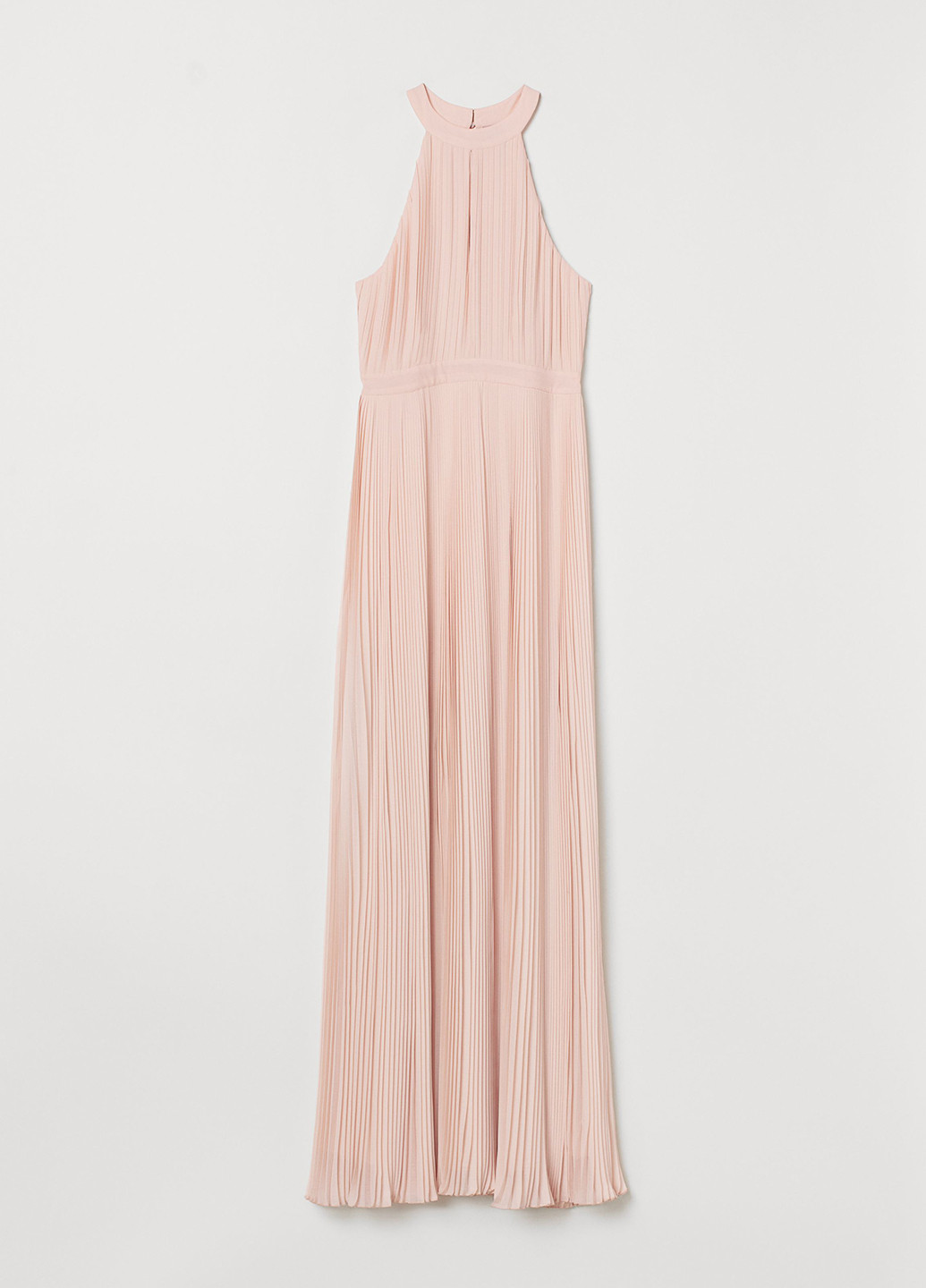 Персиковое вечернее платье клеш, плиссированное H&M однотонное