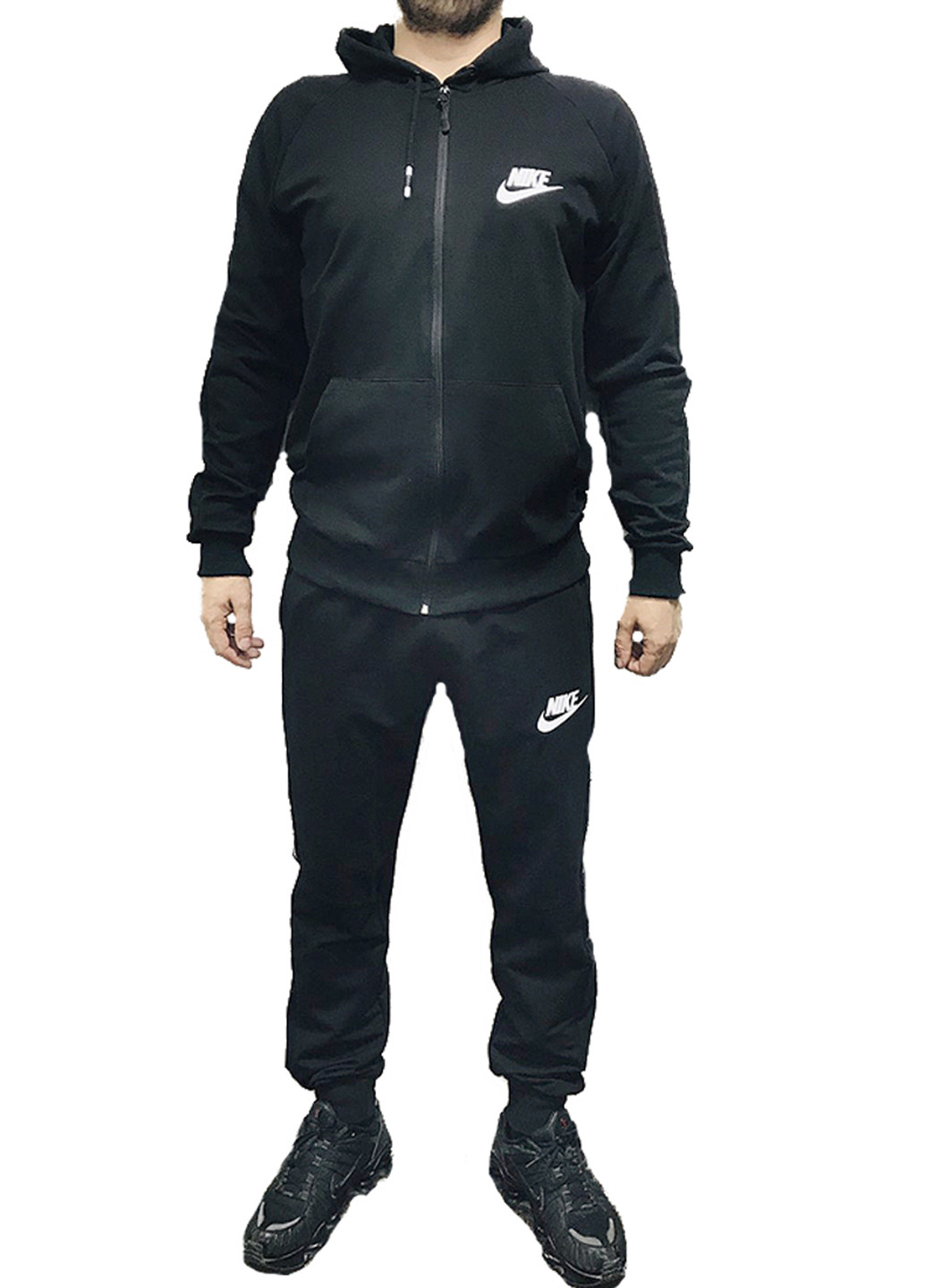 Черный демисезонный костюм (толстовка, брюки) брючный Nike