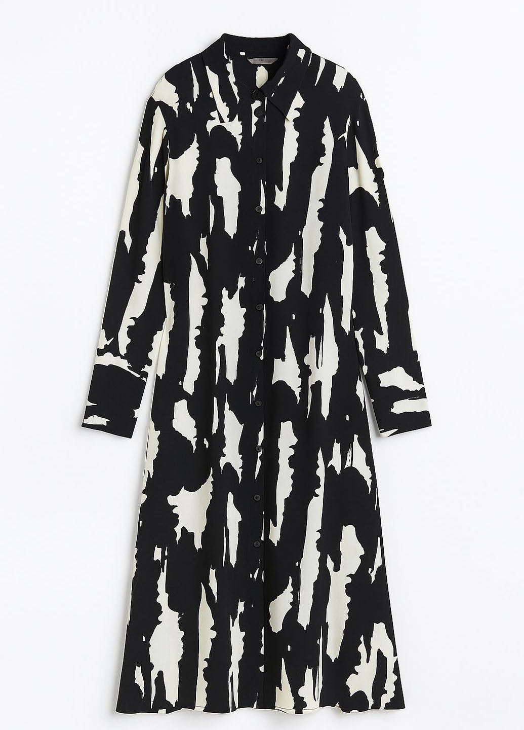 Черно-белое кэжуал платье рубашка H&M с абстрактным узором