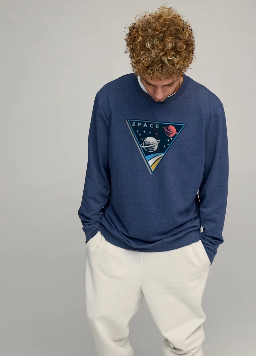 Синий свитшот мужской oversize /no flis/ YAPPI (252387017)