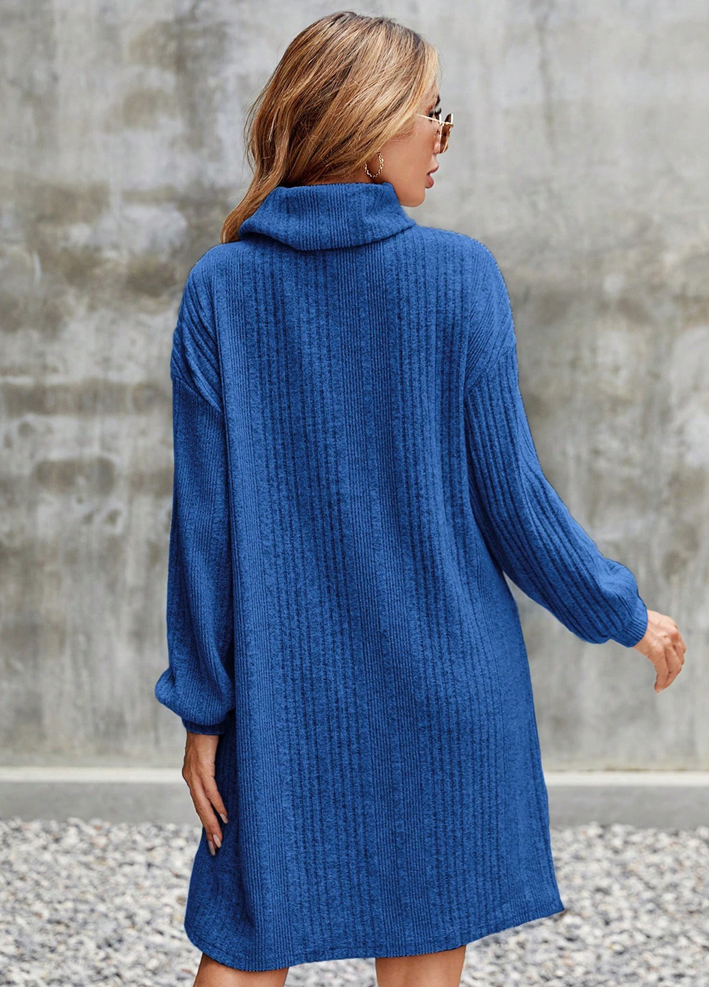 Синя кежуал сукня сукня светр SHEIN однотонна