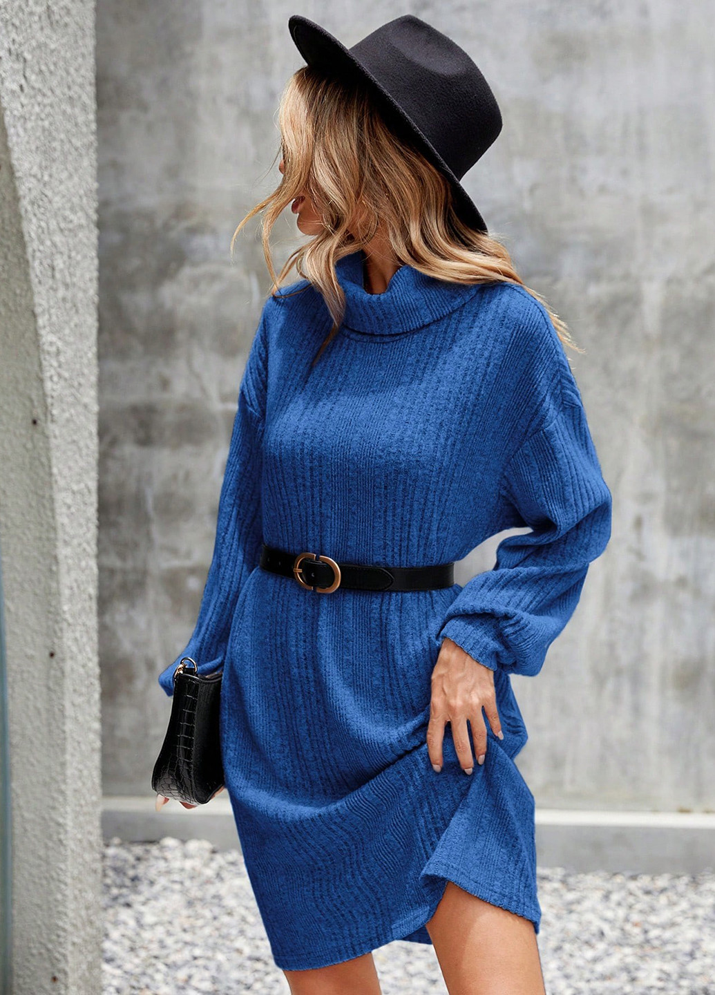 Синя кежуал сукня сукня светр SHEIN однотонна