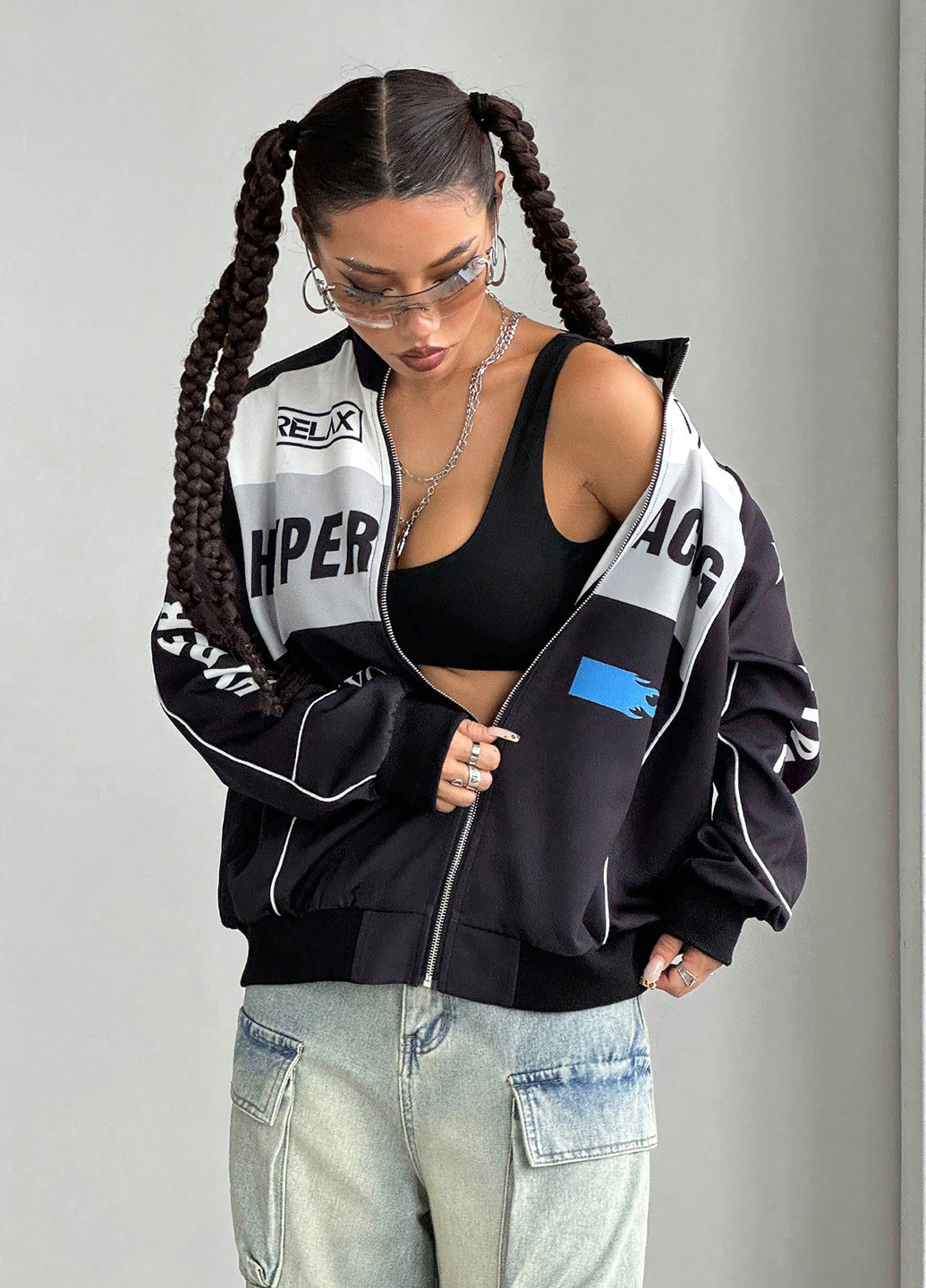 Бомбер SHEIN бейсбольний на блискавці (344453987)