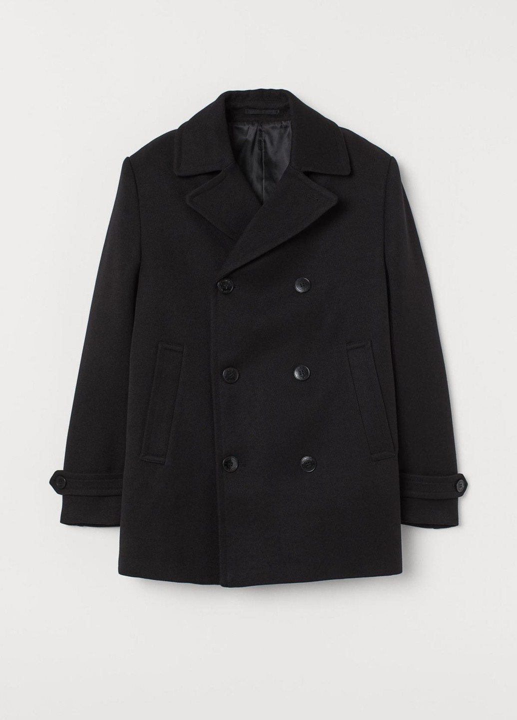 Коротке пальто H&M чорне кежуал