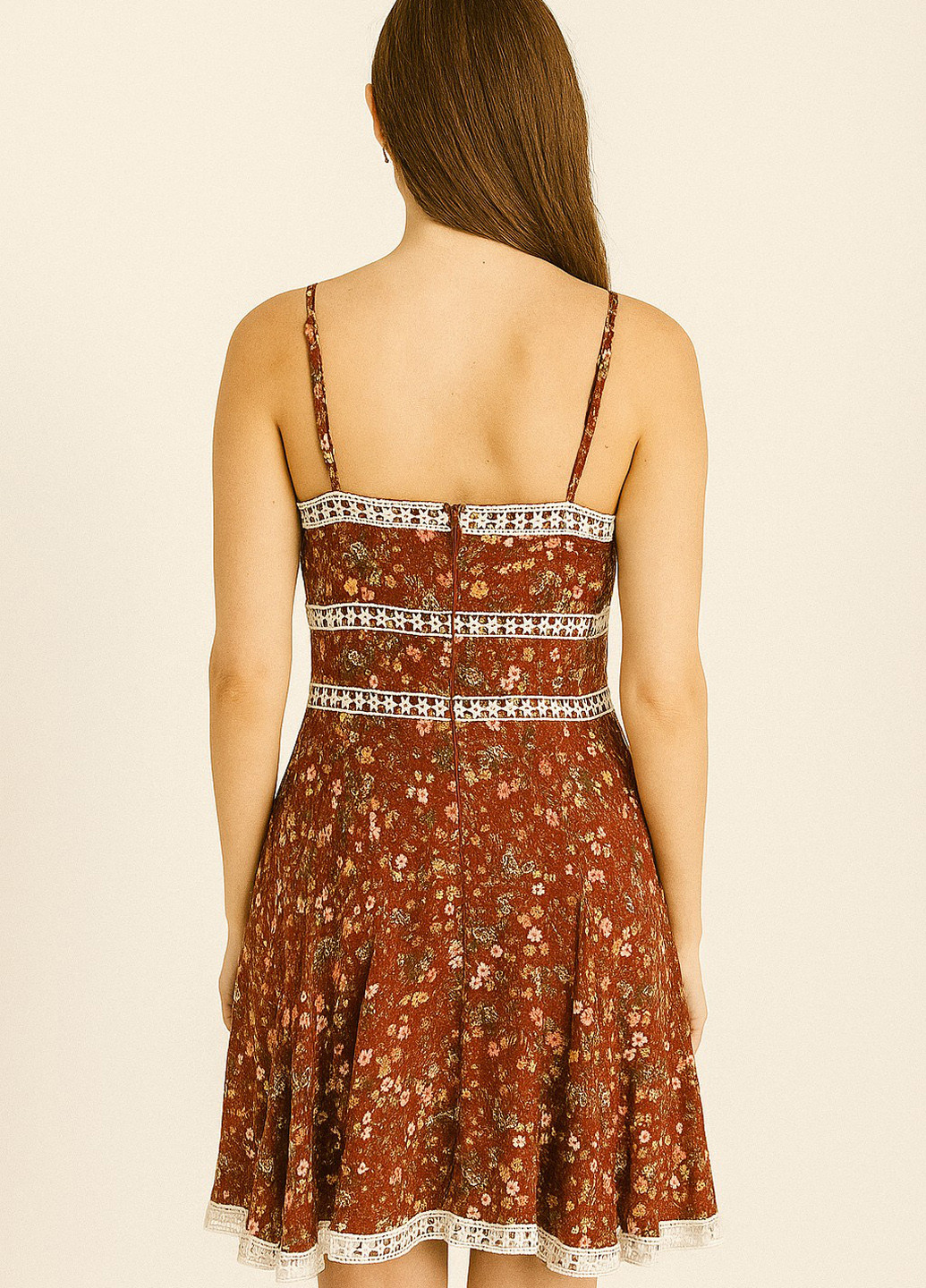 Цегляна кежуал сукня кльош Sassofono з квітковим принтом