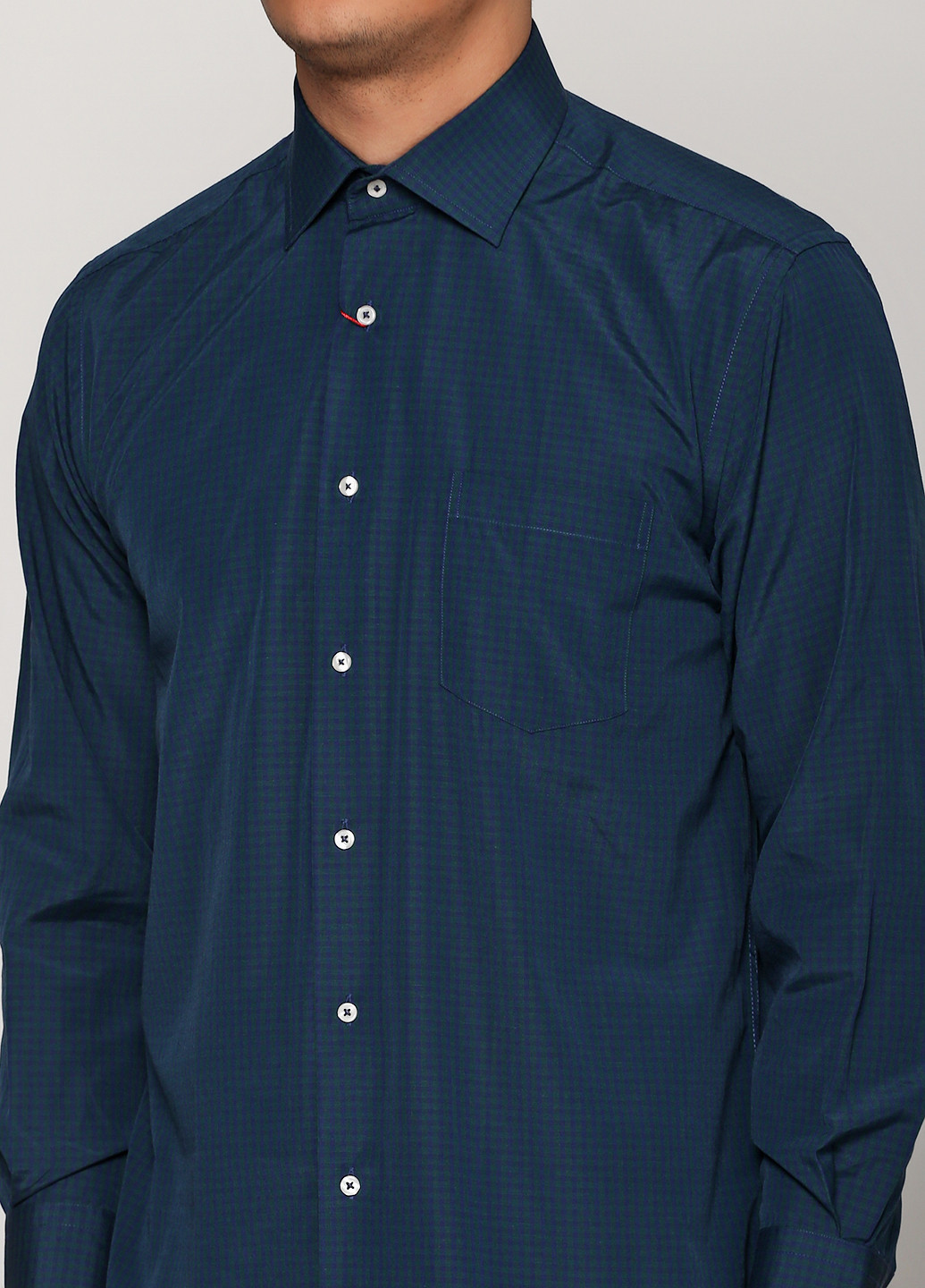 Синяя кэжуал рубашка в клетку Madoc Jeans с длинным рукавом