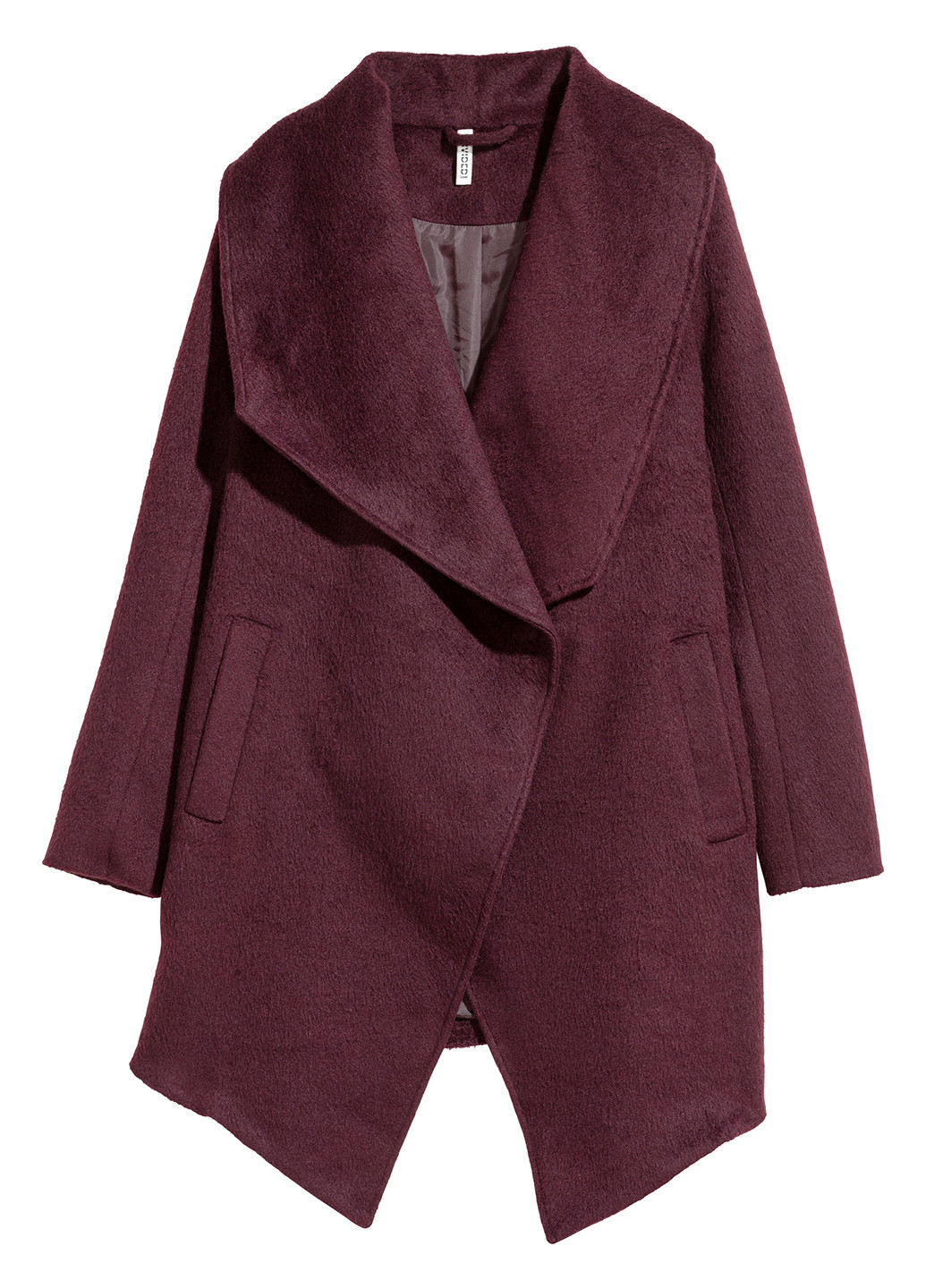 Темно-бордове Кежуал напівпальто однобортне H&M однотонне