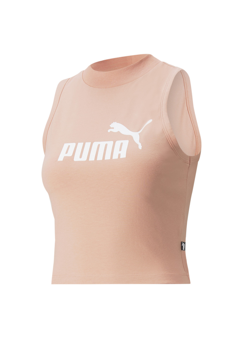 Майка Essentials High Neck Women's Tank Top Puma однотонный розовый спортивный хлопок, полиэстер, эластан