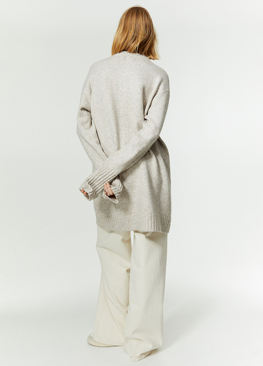 Светло-бежевое кэжуал платье платье-свитер H&M меланжевое