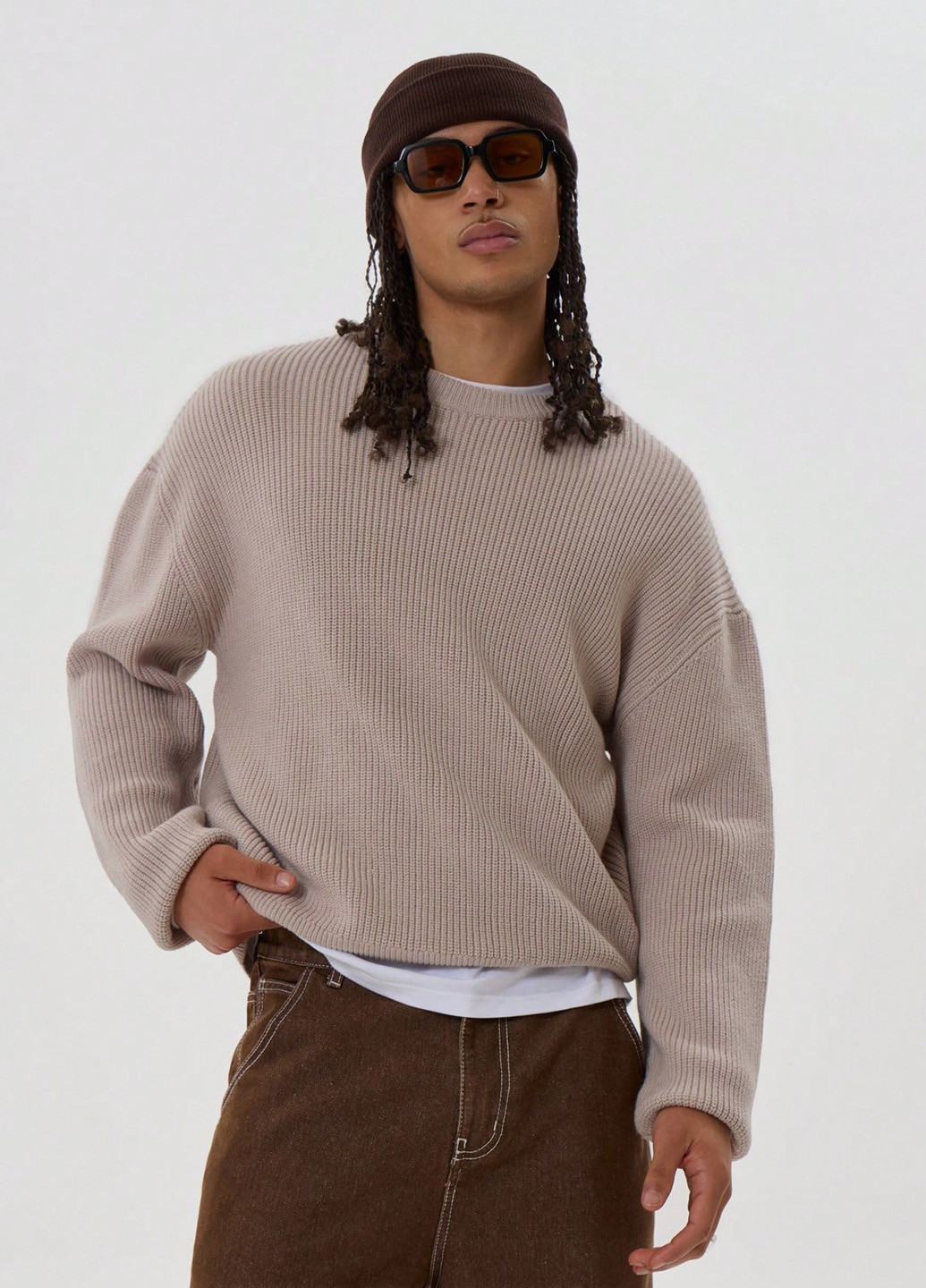 Серо-бежевый демисезонный джемпер джемпер SHEIN