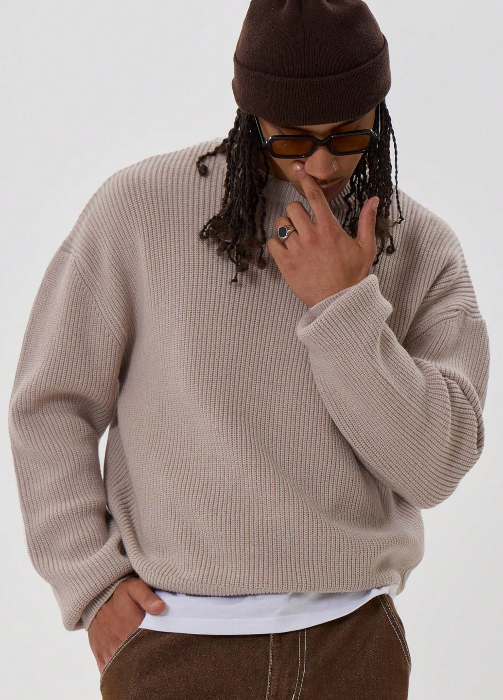 Серо-бежевый демисезонный джемпер джемпер SHEIN