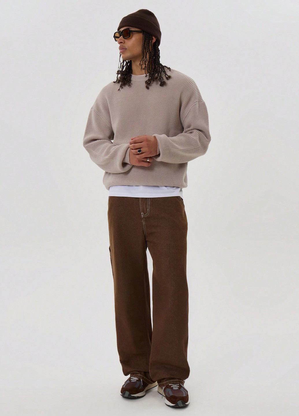 Серо-бежевый демисезонный джемпер джемпер SHEIN