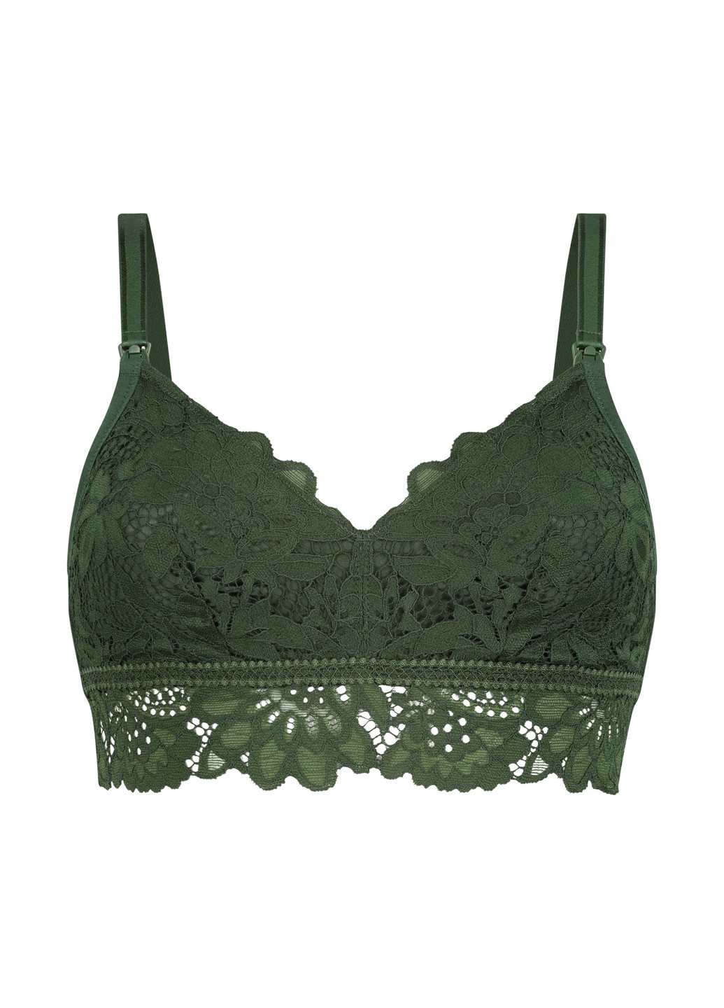 Темно-зелений бюстгальтер для вагітних і годуючих мам Hunkemoller без кісточок бавовна, мереживо