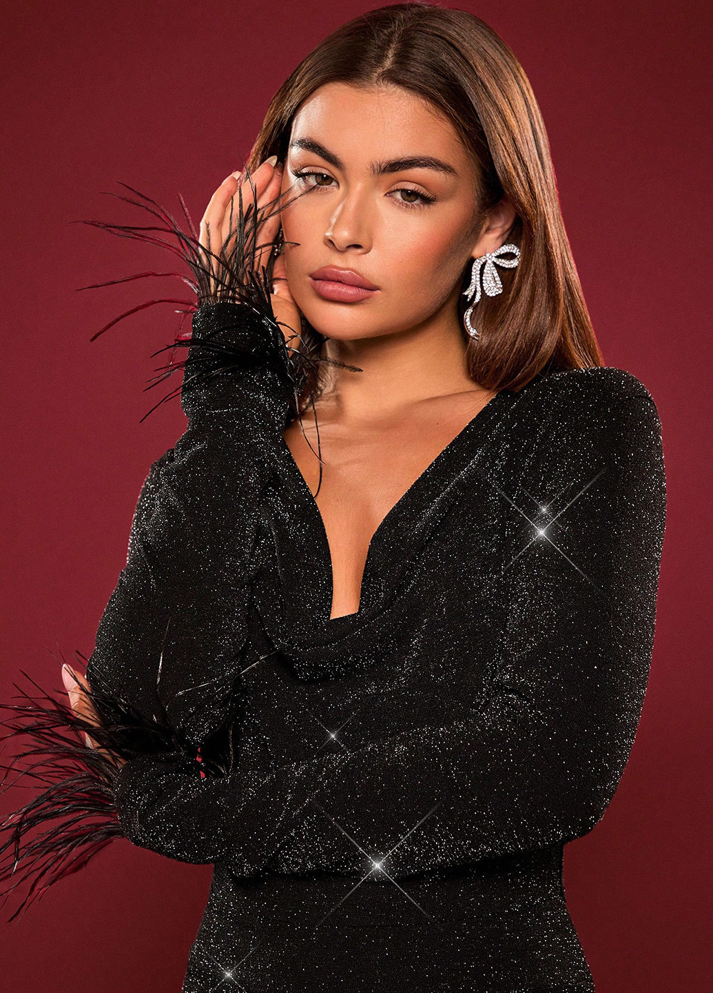 Комбінезон SHEIN комбінезон-брюки однотонний чорний вечірній поліестер