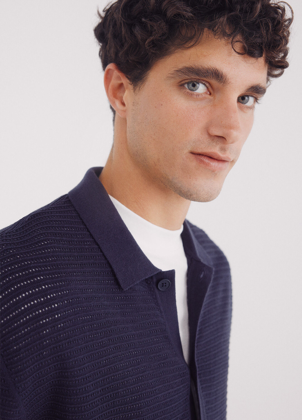 Темно-синяя кэжуал рубашка однотонная Springfield