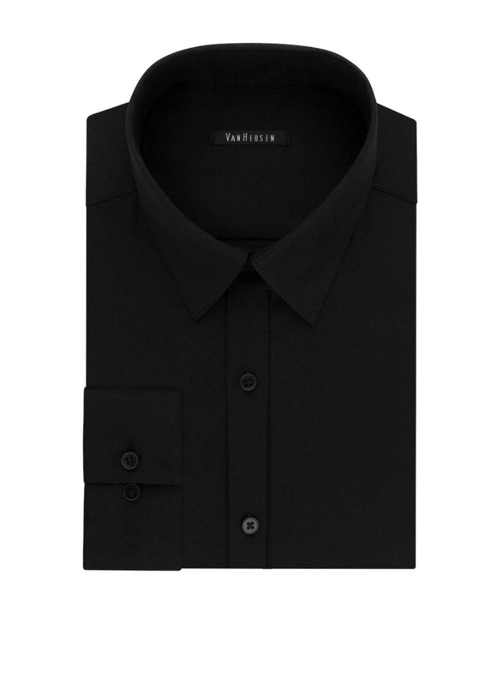 Черная кэжуал рубашка однотонная Van Heusen с длинным рукавом