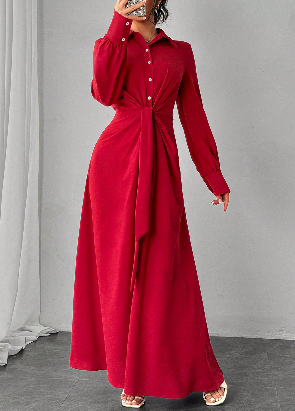 Червона кежуал сукня а-силует, сукня-сорочка SHEIN однотонна