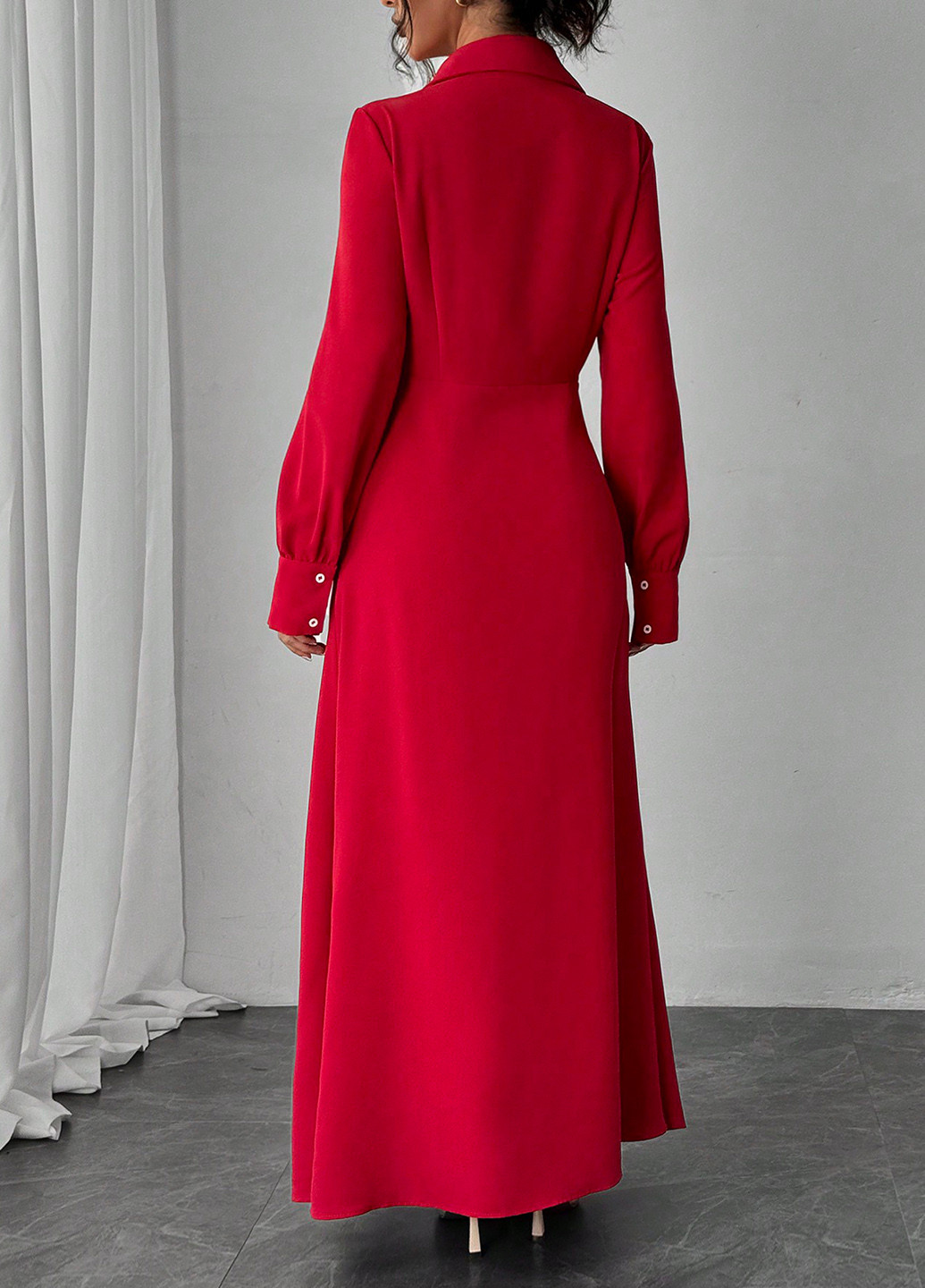 Червона кежуал сукня а-силует, сукня-сорочка SHEIN однотонна