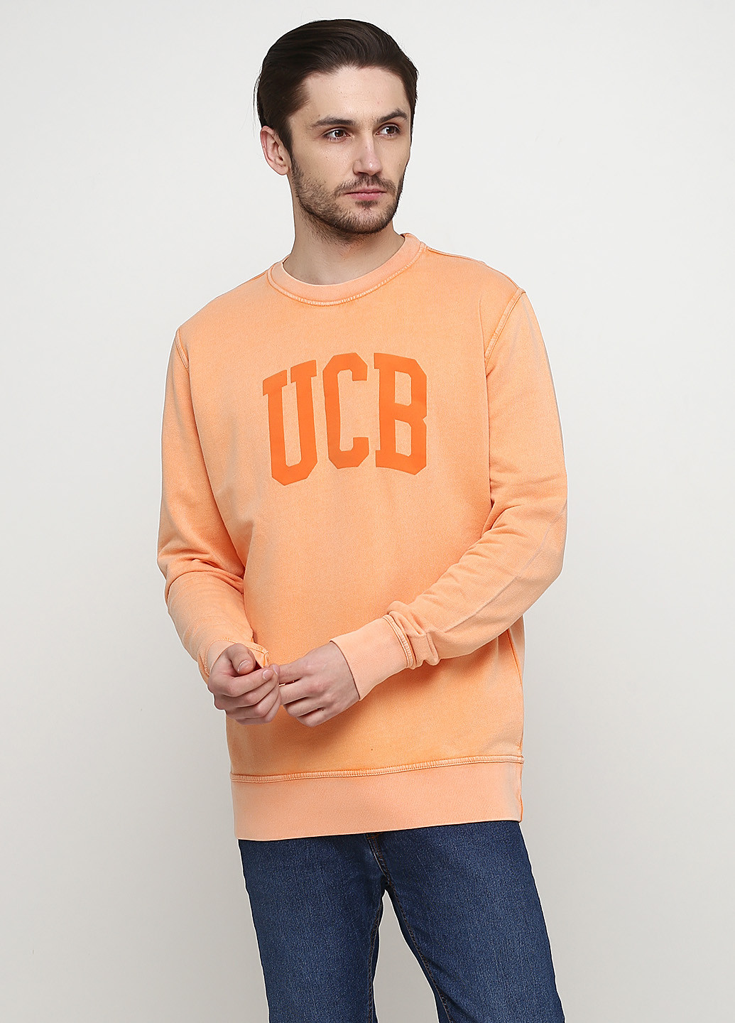 United Colors of Benetton свитшот надпись оранжевый кэжуал хлопок