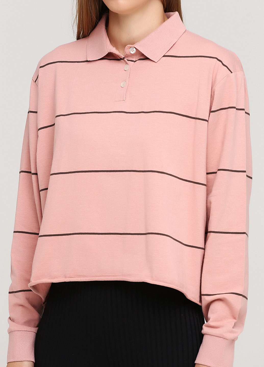Розовая женская футболка-поло Pull & Bear в полоску