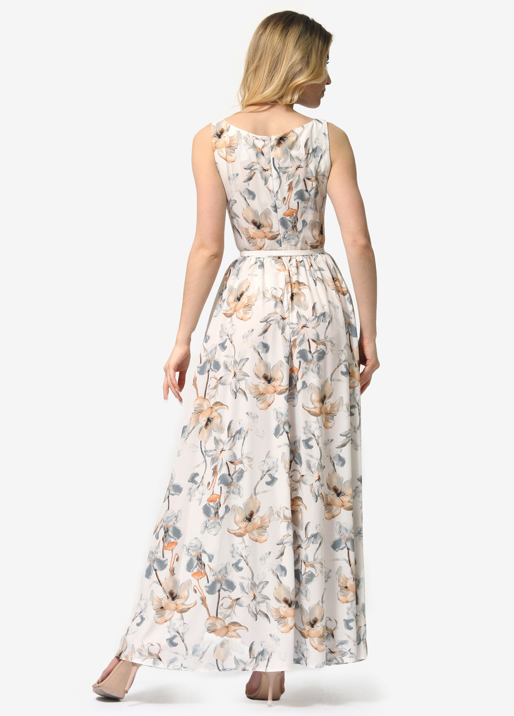 Світло-бежева кежуал плаття, сукня кльош Lila Kass з квітковим принтом