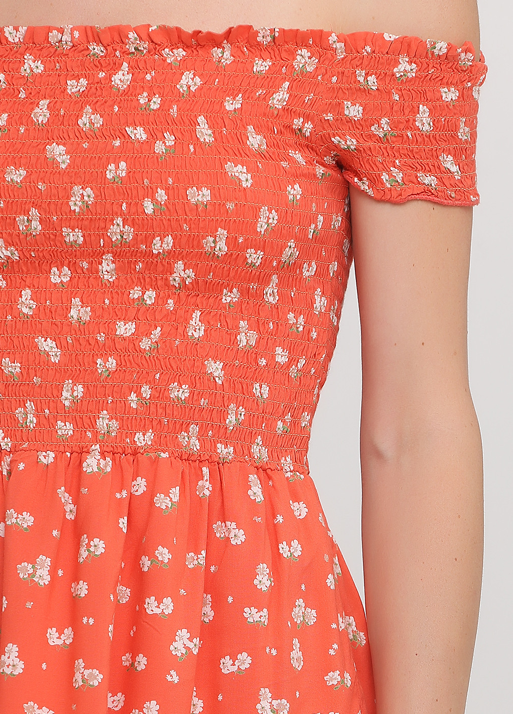 Коралловое кэжуал платье с открытыми плечами Colin's с цветочным принтом