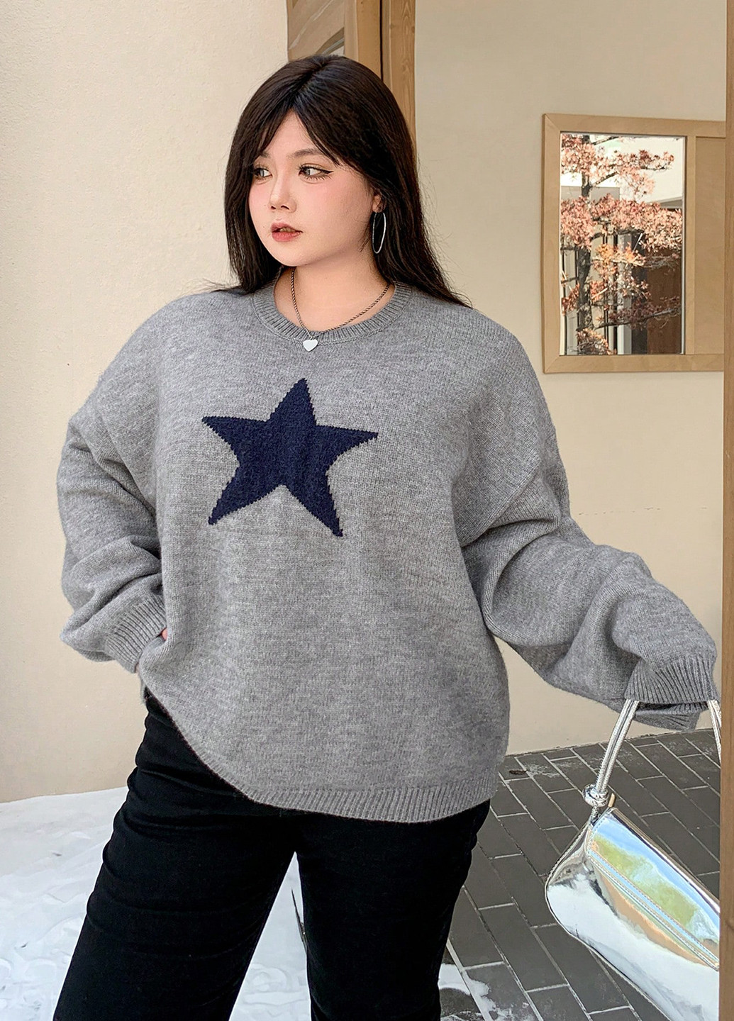 Серый зимний джемпер джемпер SHEIN