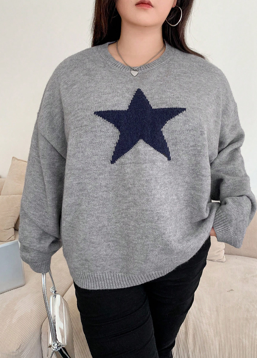 Серый зимний джемпер джемпер SHEIN