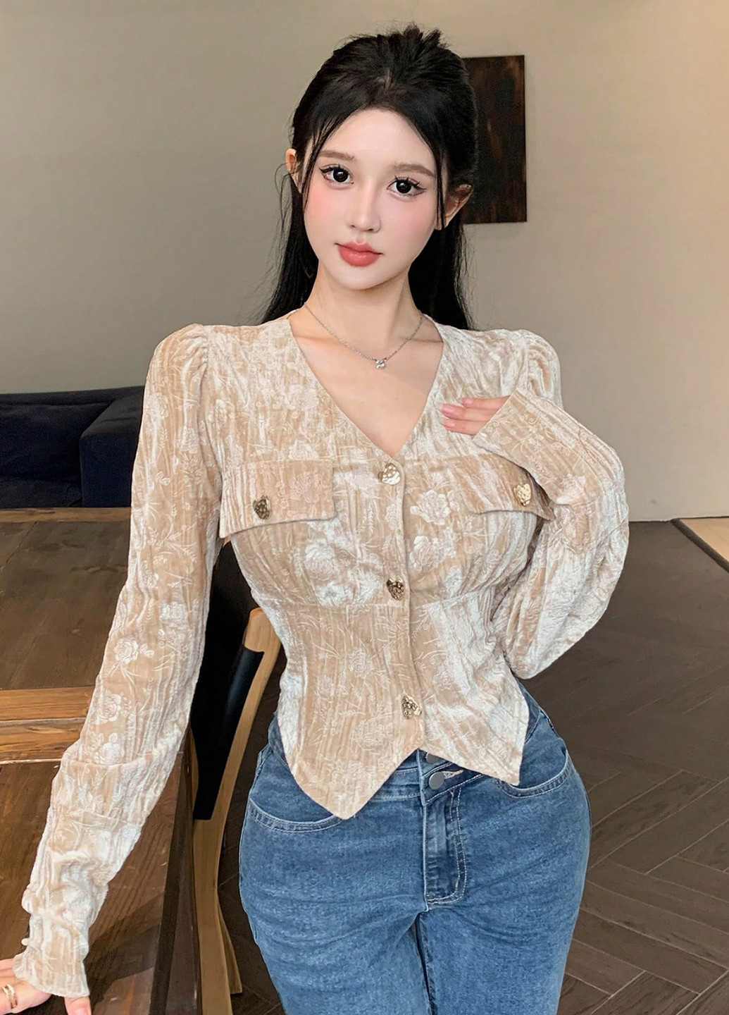 Бежева блуза SHEIN