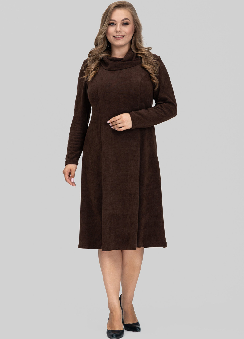 Темно-коричнева кежуал сукня кльош A'll Posa однотонна