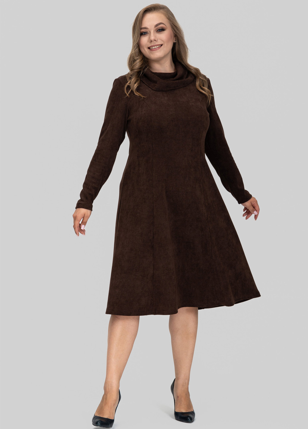 Темно-коричнева кежуал сукня кльош A'll Posa однотонна