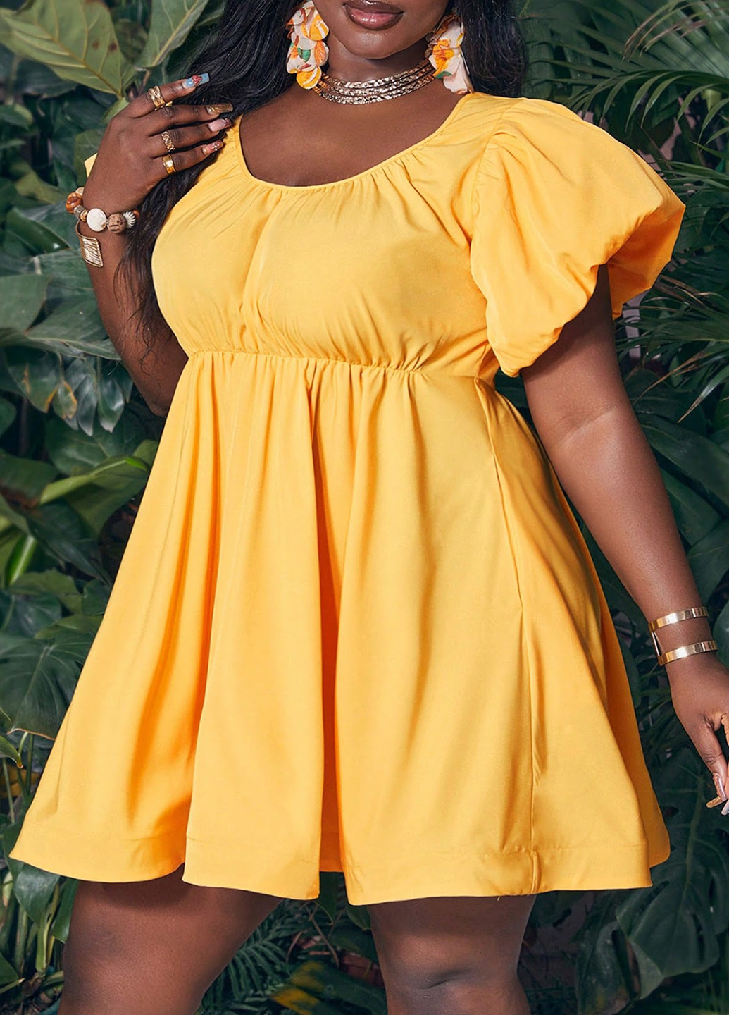 Жовтий кежуал сукня бебі долл, з відкритою спиною SHEIN однотонна