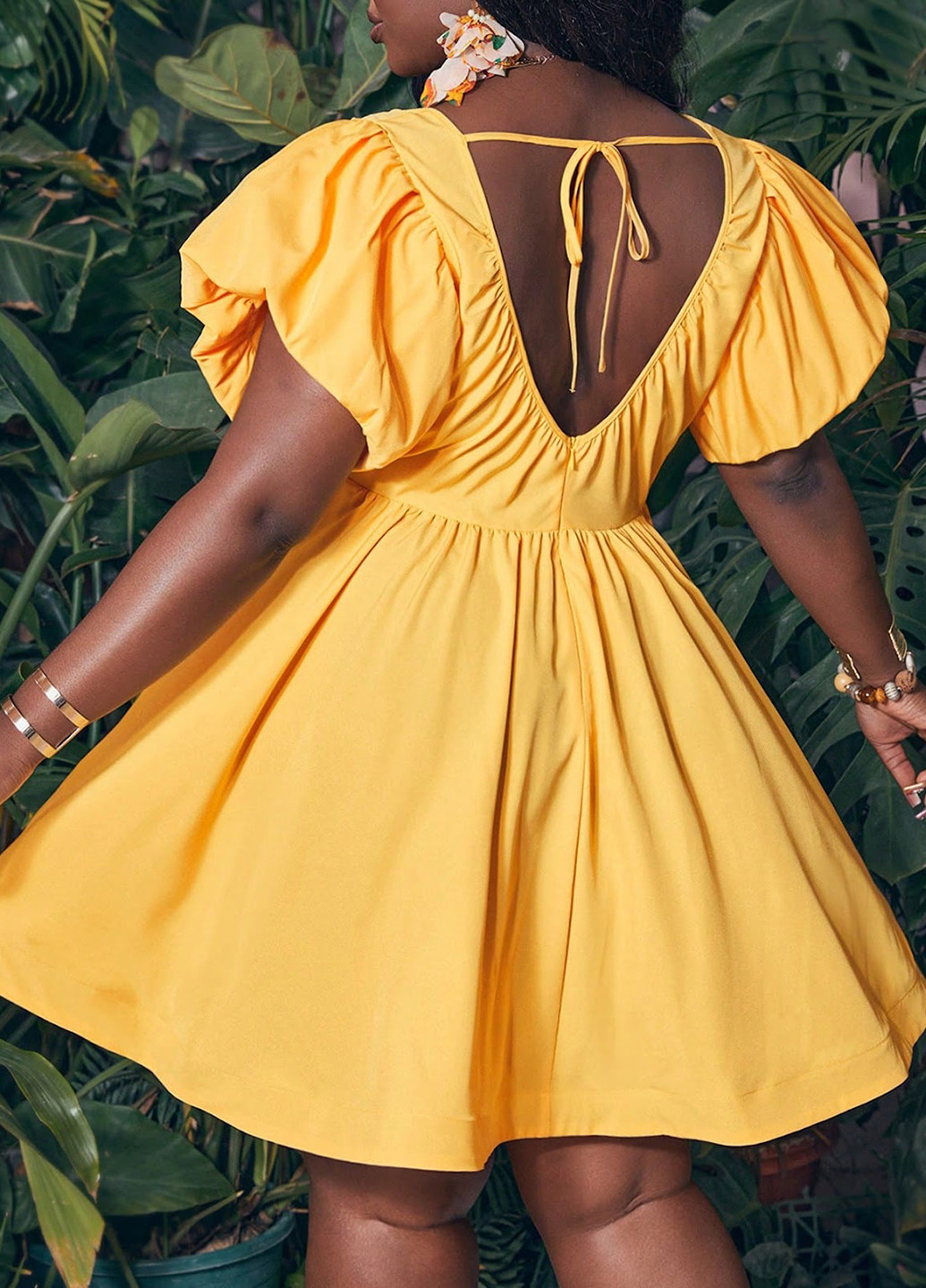 Жовтий кежуал сукня бебі долл, з відкритою спиною SHEIN однотонна