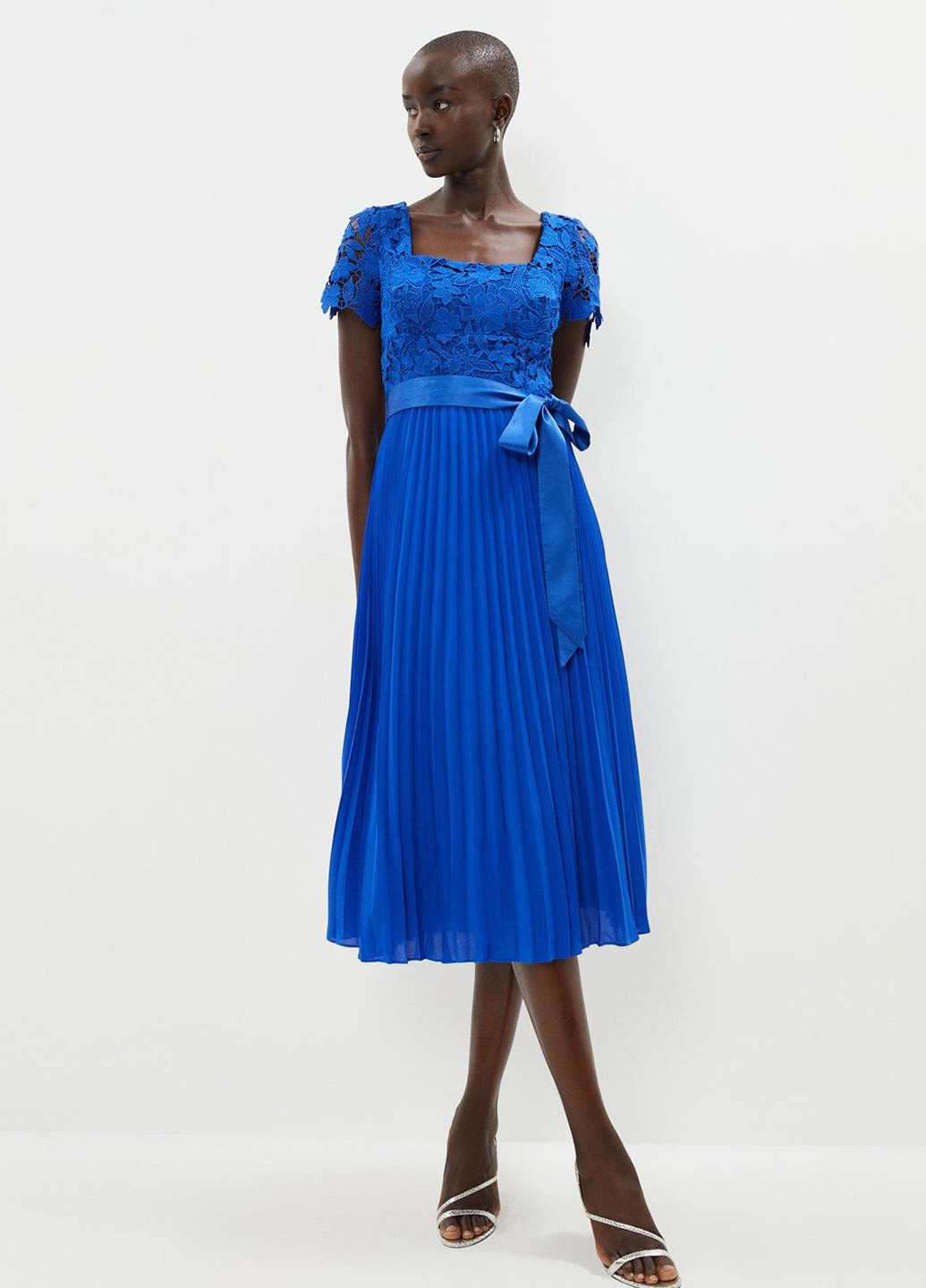 Синее вечернее, кэжуал платье плиссированное Coast однотонное