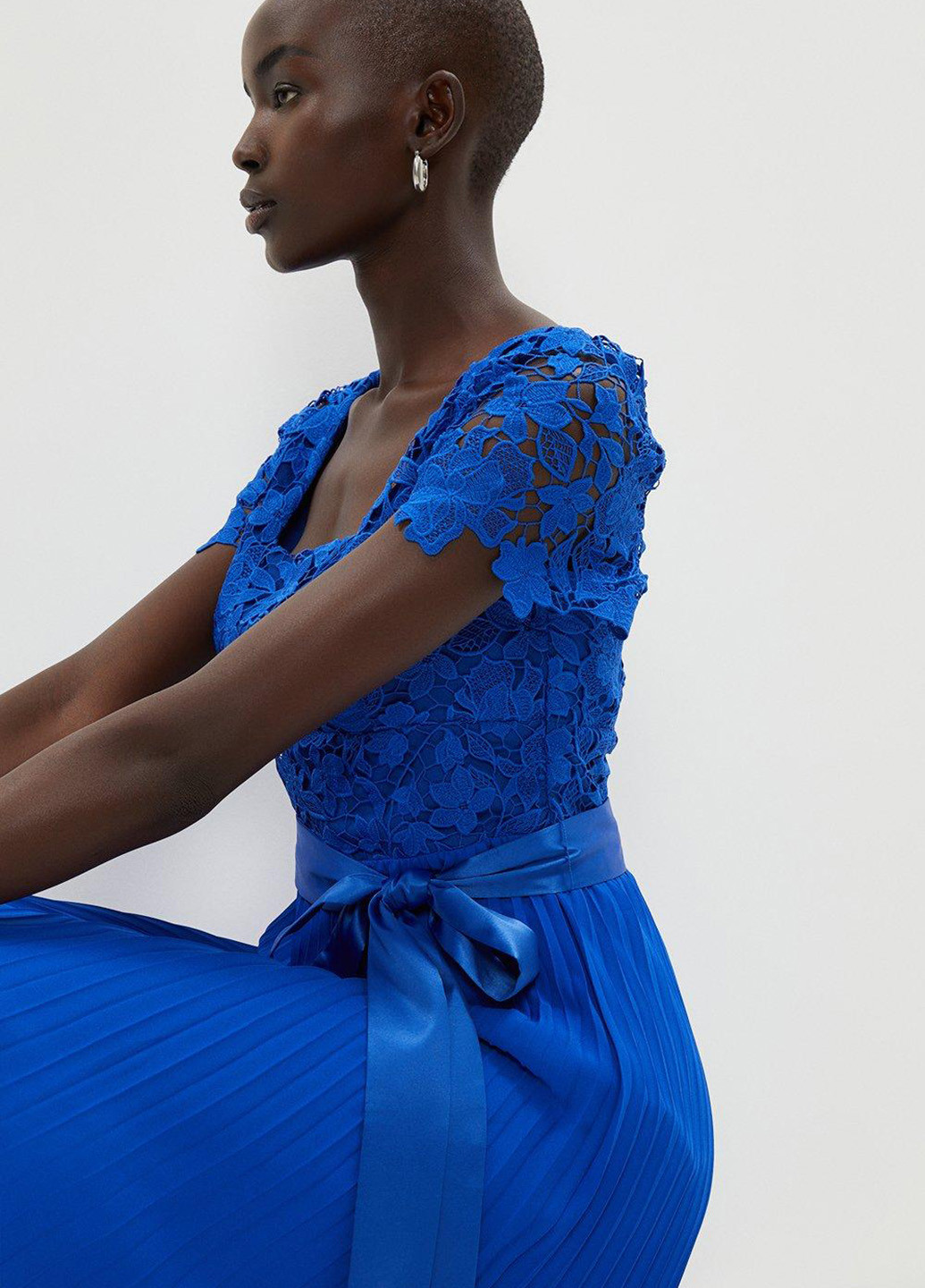 Синее вечернее, кэжуал платье плиссированное Coast однотонное