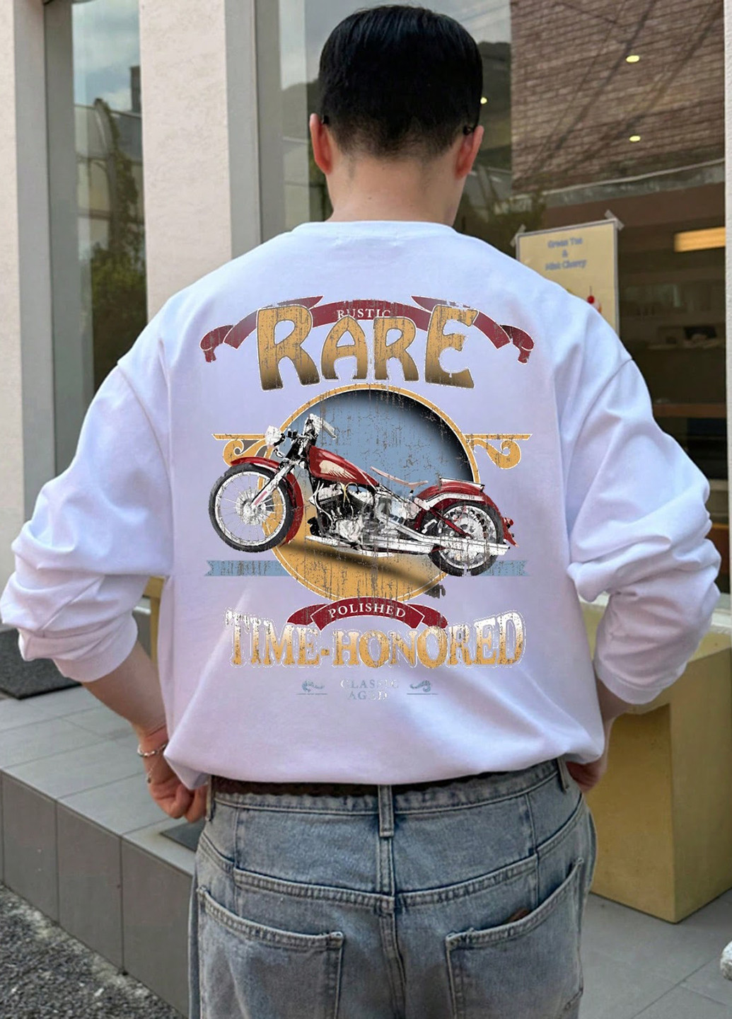 Лонгслів SHEIN малюнок білий кежуали бавовна