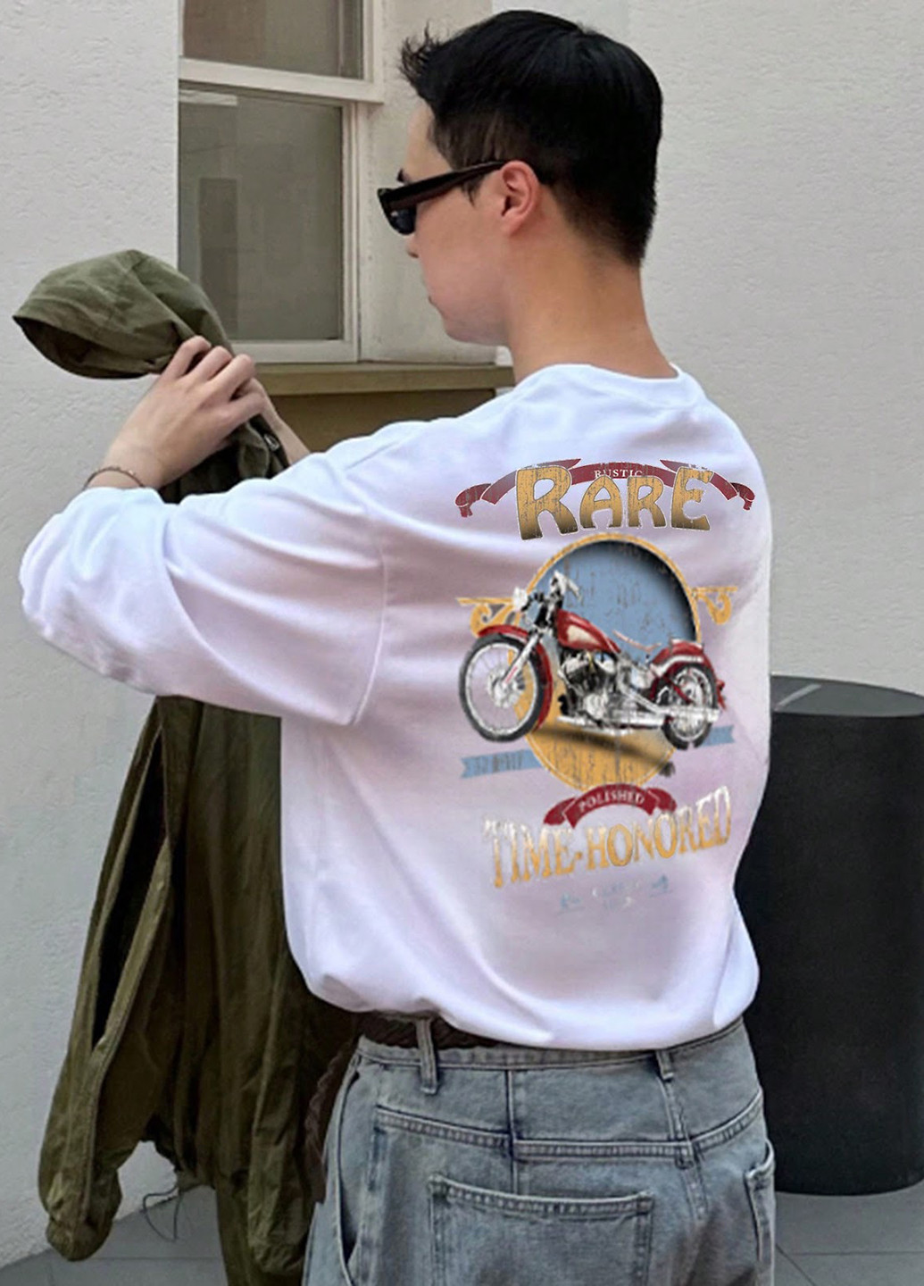 Лонгслів SHEIN малюнок білий кежуали бавовна