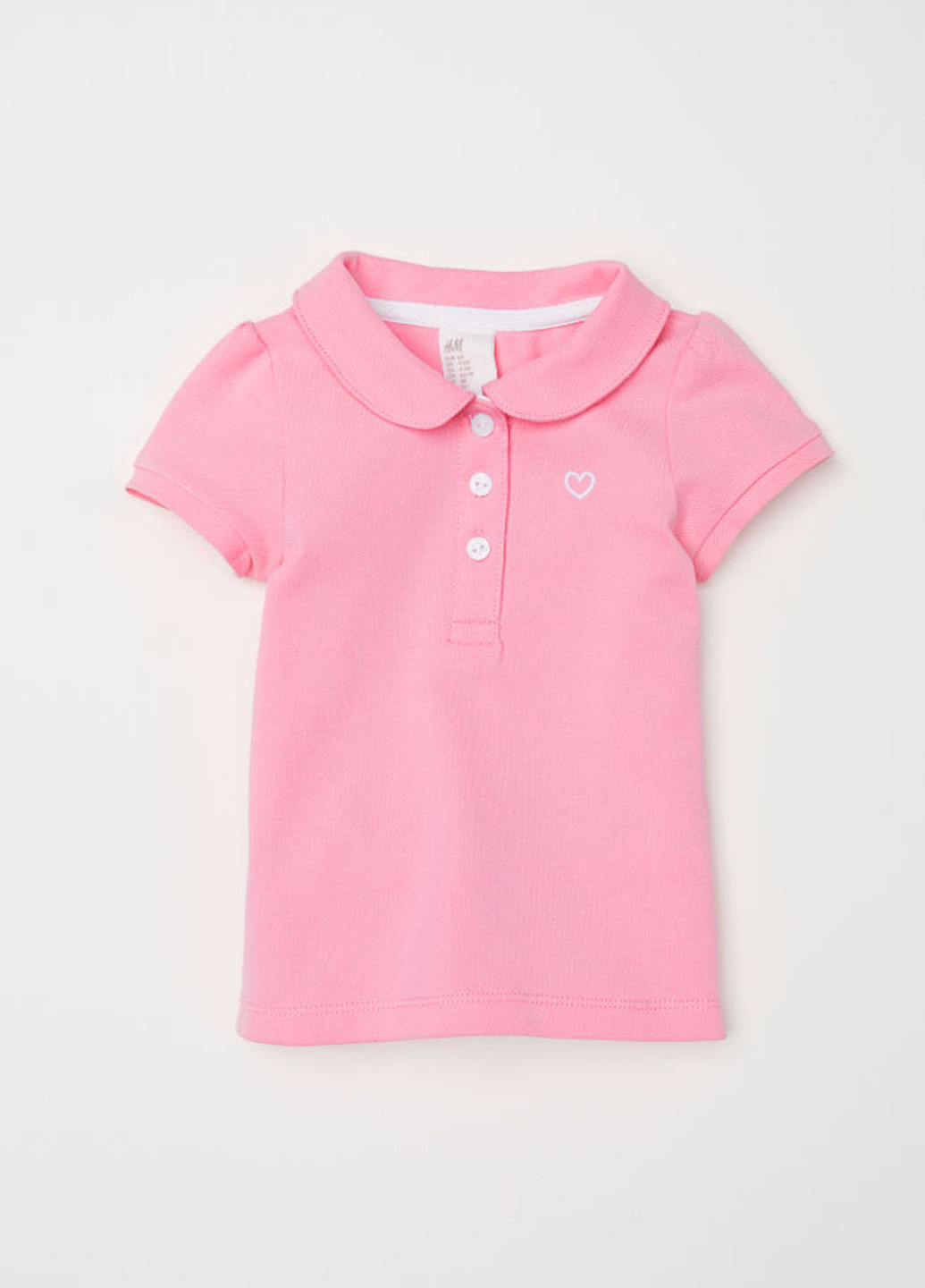 Розовая детская футболка-поло для девочки H&M однотонная