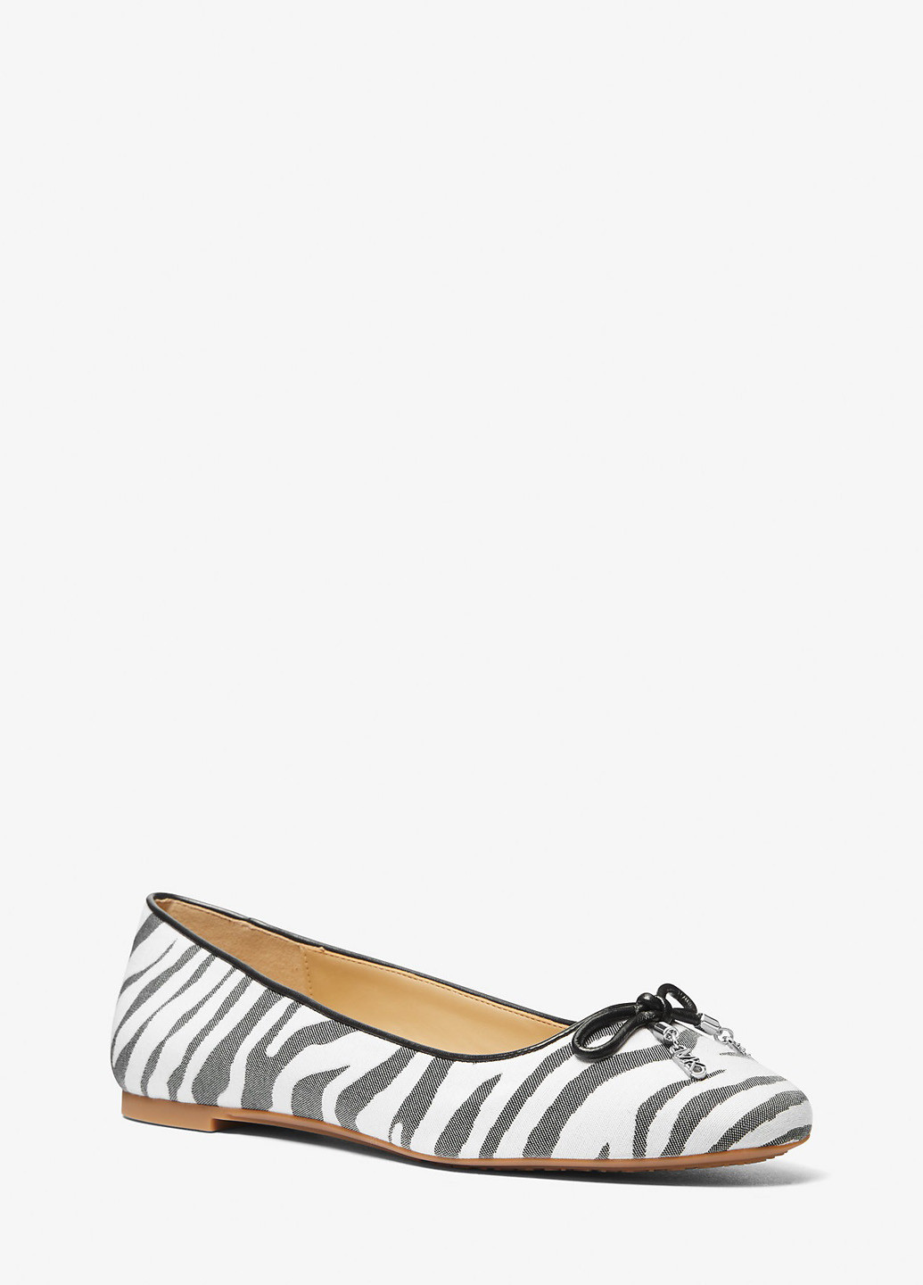 Жіночі балетки Michael Kors | чорно-білі зебри бант, брошка текстиль (326641756)