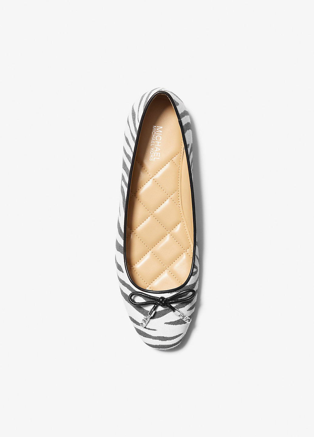 Жіночі балетки Michael Kors | чорно-білі зебри бант, брошка текстиль (326641756)