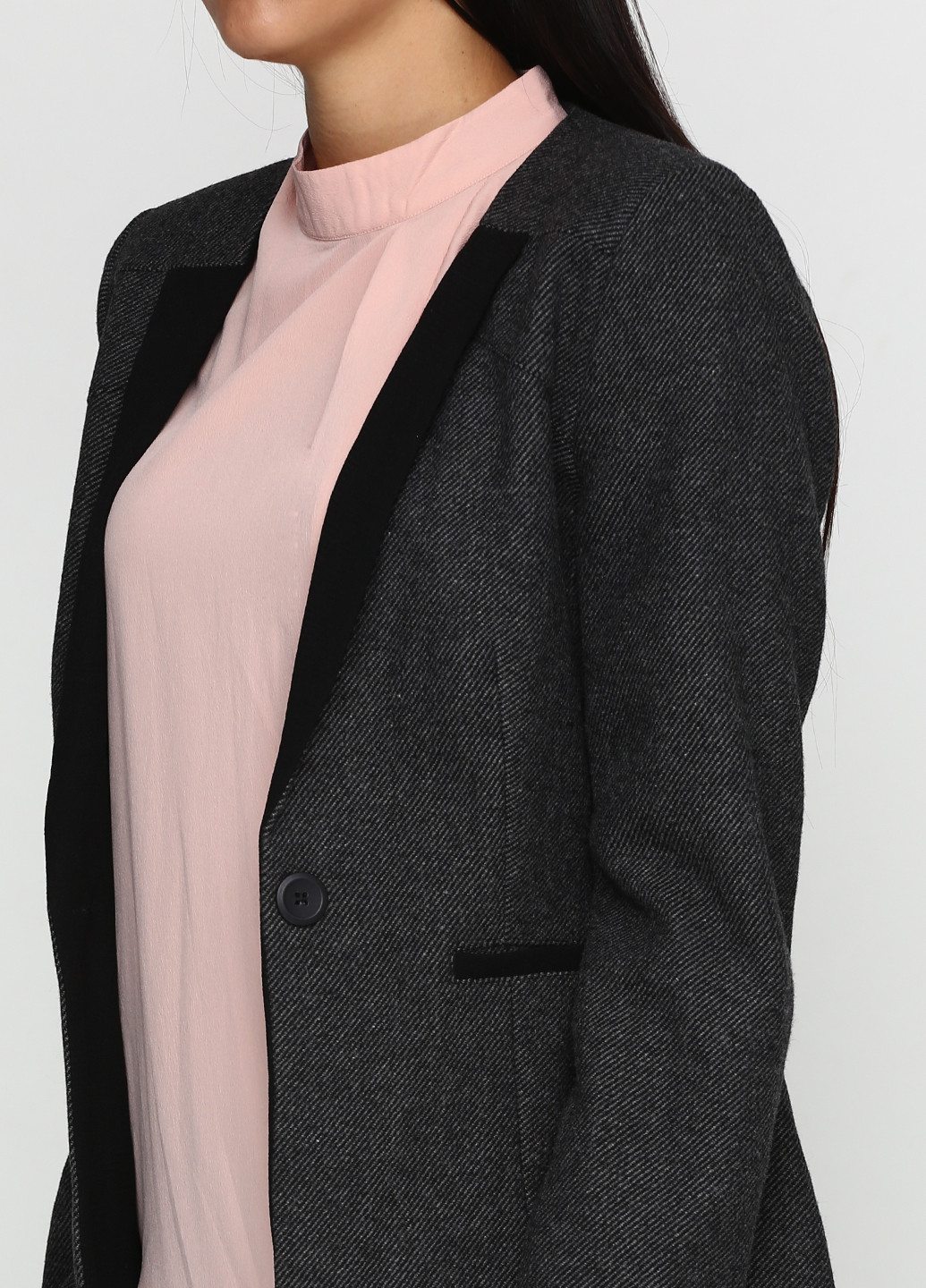 Серый женский жакет Object полосатый - демисезонный