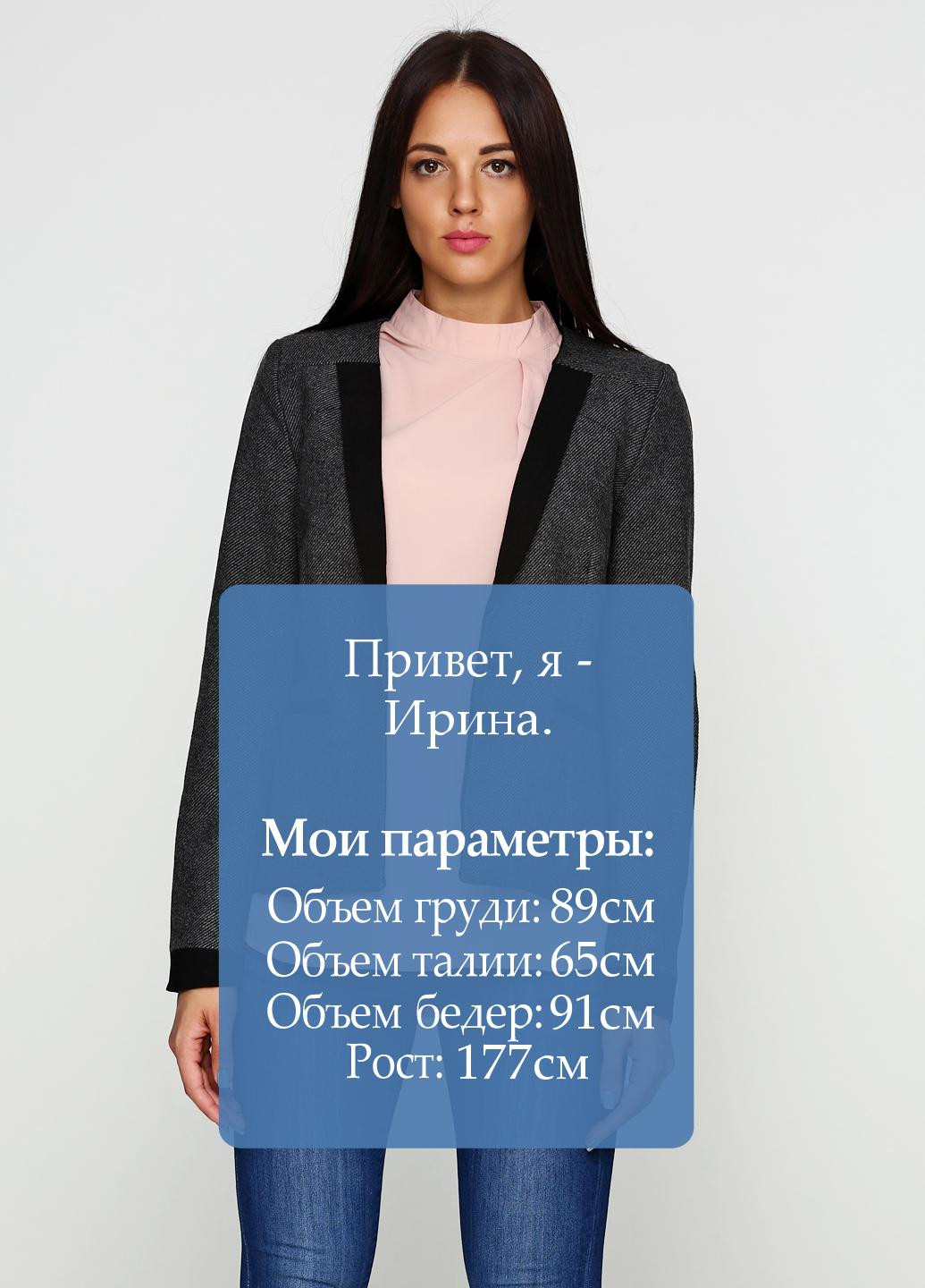 Серый женский жакет Object полосатый - демисезонный