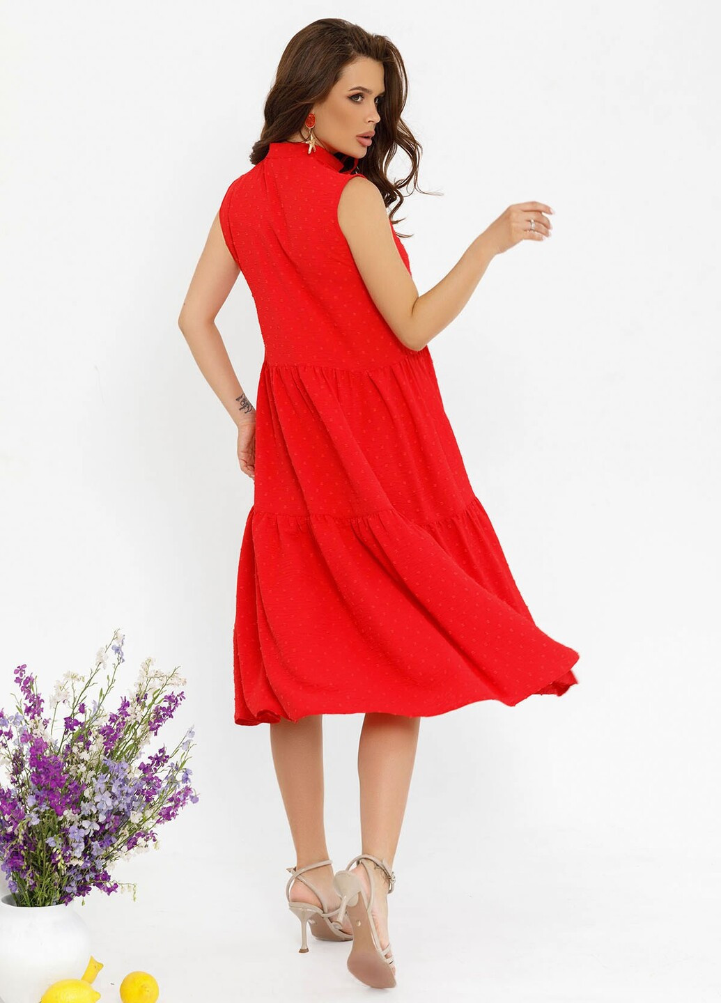 Красное кэжуал платья ISSA PLUS однотонное