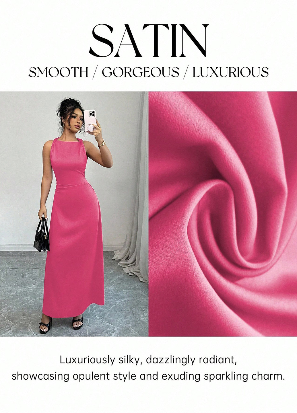 Малиновое праздничный, вечернее платье SHEIN однотонное